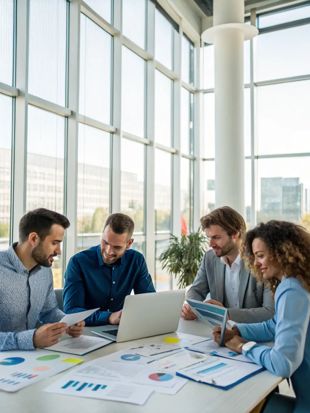 A team of consultants in a meeting with government officials, discussing a public sector project. The image should convey professionalism and collaboration.